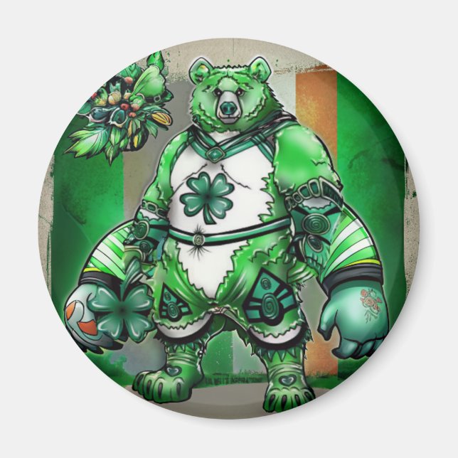 Lycklig irländsk björnmagnet Roligt St Patrick-pre Magnet (Framsidan)