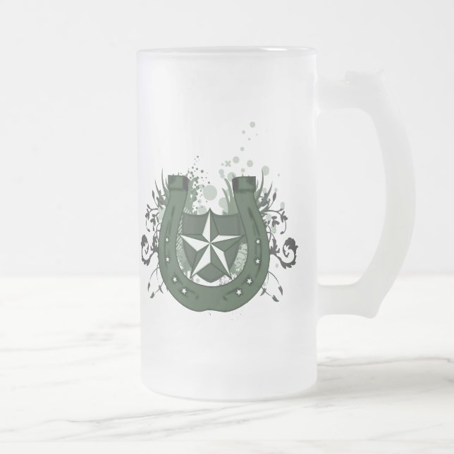 lycklig irländsk hästsko frostat ölglas (Höger)