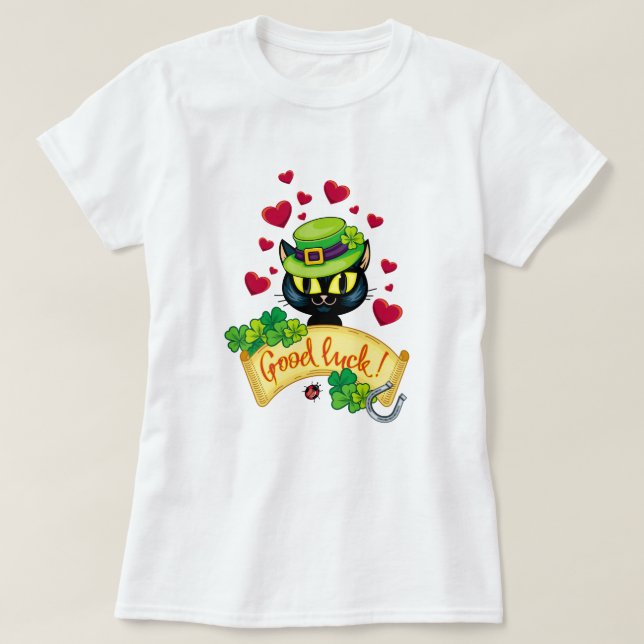 Lycklig irländsk katt! t-shirt (Design framsida)