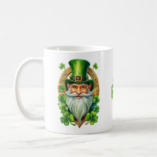 Lycklig irländsk Leprechaun Hästsko och Klöver Kaffemugg