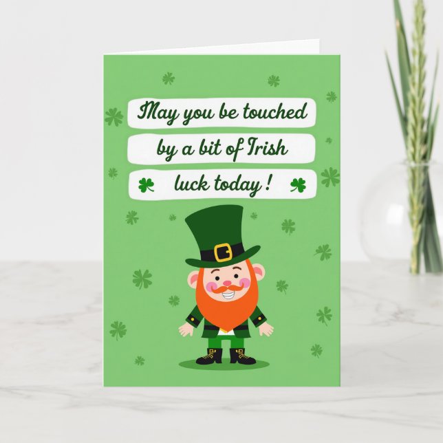 Lycklig irländsk Leprechaun Mjukkort Kort (Framsida)