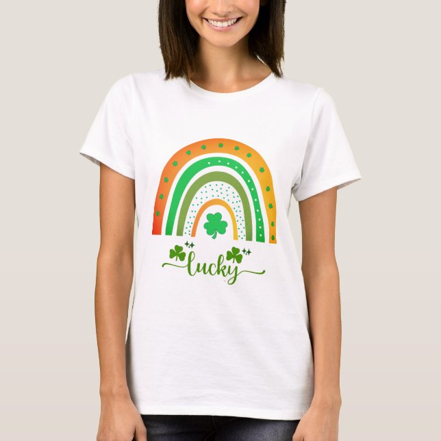 Lycklig irländsk regnbåge t shirt (Framsida)