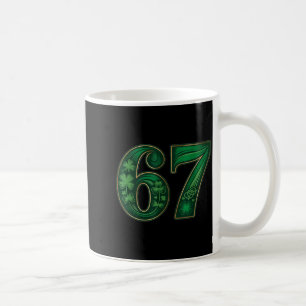 Lycklig irländsk rolig 67 sex sju meme shamrock ne kaffemugg