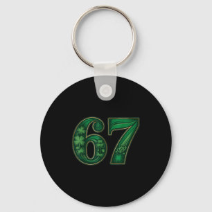 Lycklig irländsk rolig 67 sex sju meme shamrock ne nyckelring
