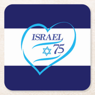 Lycklig Israel Independence day-årsdagen 75 Underlägg Papper Kvadrat