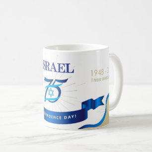 Lycklig Israel Independence day Blue Star of David Kaffemugg