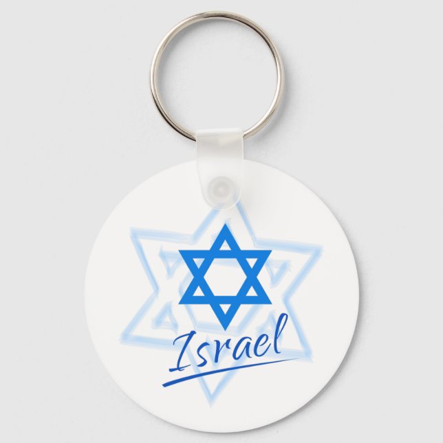 Lycklig Israel Independence day Blue Star of David Nyckelring (Framsida)