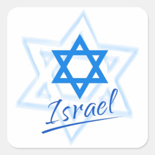 Lycklig Israels Independence day blå stjärna av  Fyrkantigt Klistermärke