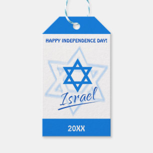 Lycklig Israels Independence day blå stjärna av Presentetikett