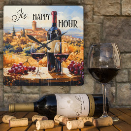 Lycklig - Italiens landskap Vin Art Clock Fyrkantig Klocka