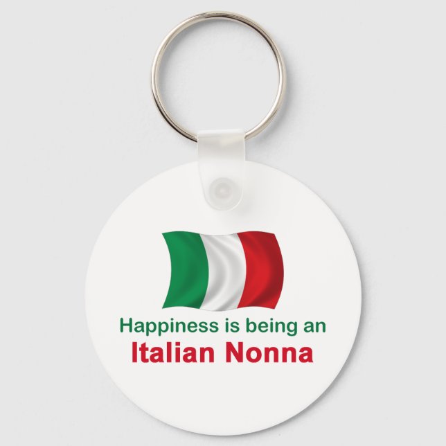 Lycklig Italienska Nonna Nyckelring (Framsida)