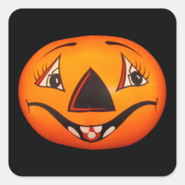 Lycklig Jack O’ Lantern Halloween Fyrkantigt Klistermärke