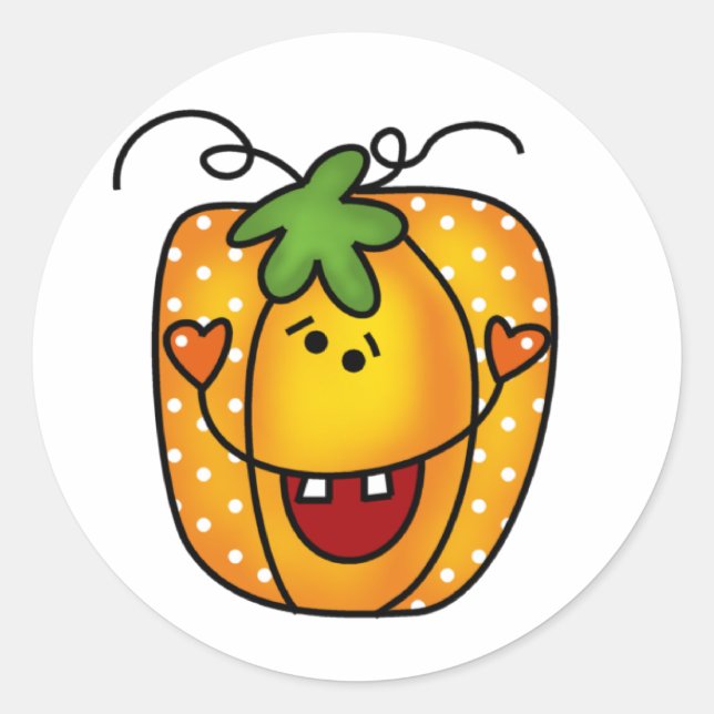 Lycklig Jack o lantern Runt Klistermärke (Framsida)