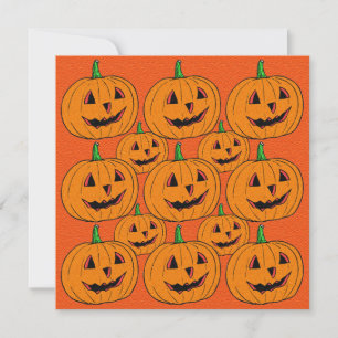 Lycklig Jack o lantern Tecknad Mönster Inbjudningar