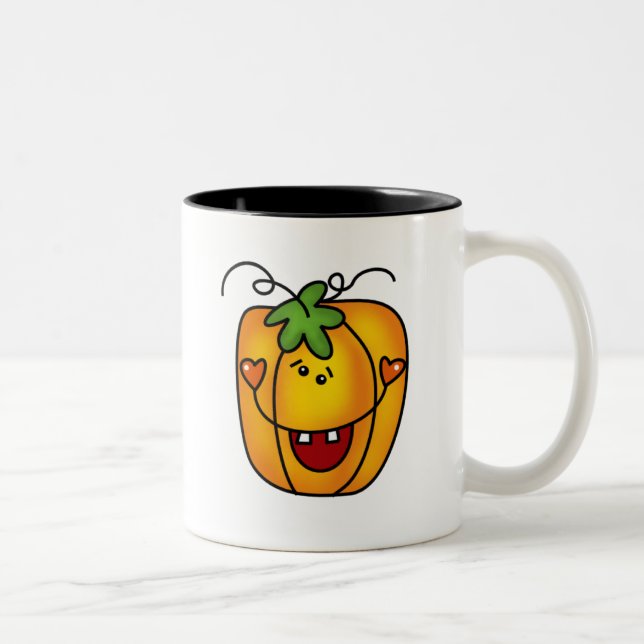Lycklig Jack o lantern Tshirts och gåvor Två-Tonad Mugg (Höger)