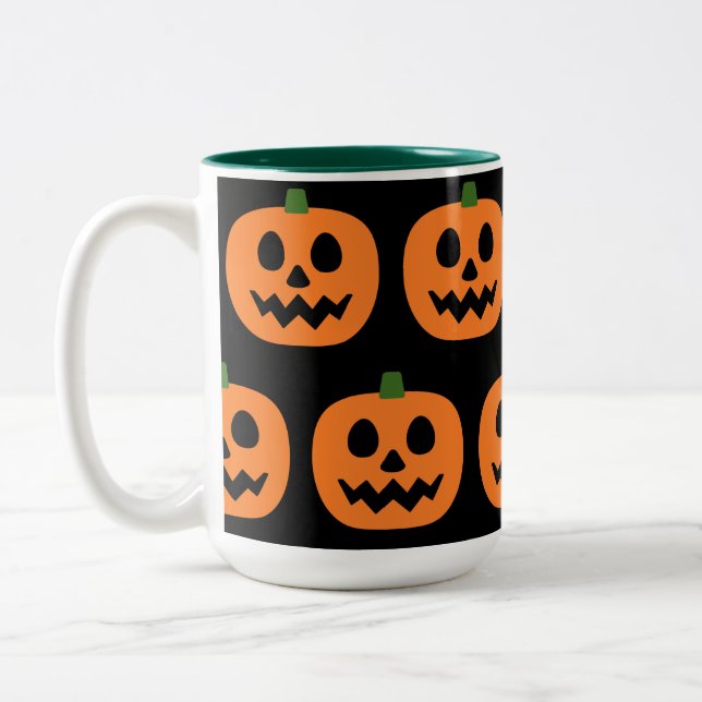Lycklig Jack-O-Lantern Två-Tonad Mugg (Vänster)
