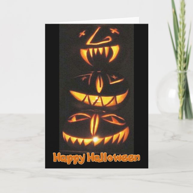 Lycklig Jack o'Lantern Ansikte Card Kort (Framsida)
