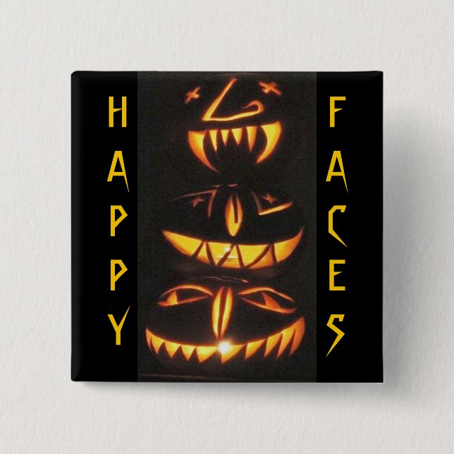 Lycklig Jack o'Lantern Ansikte Knapp (Framsida)