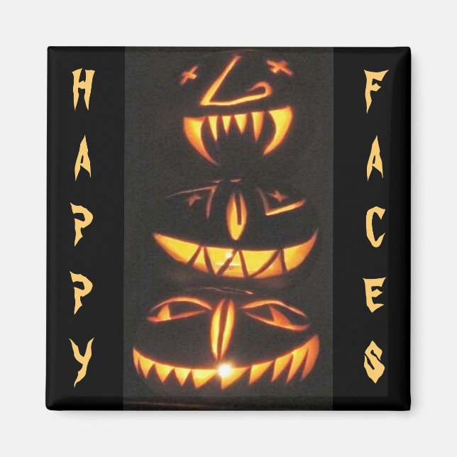Lycklig Jack o'Lantern Ansikte Magnet (Framsidan)