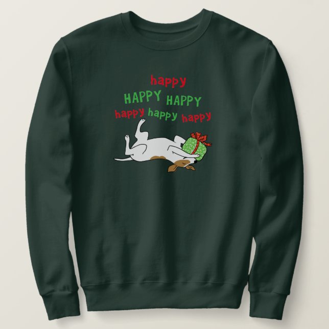 Lycklig Jack Russell Terrier-Hund Lång Ärmad Tröja (Design framsida)