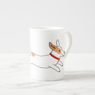 Lycklig Jack Russell Terrier Tecknad hund Running Benporslin Mugg