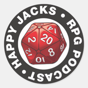 Lycklig Jacks d20-Logotypens fästpunkt Runt Klistermärke