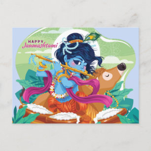 Lycklig Janmashtami Inbjudan Vykort