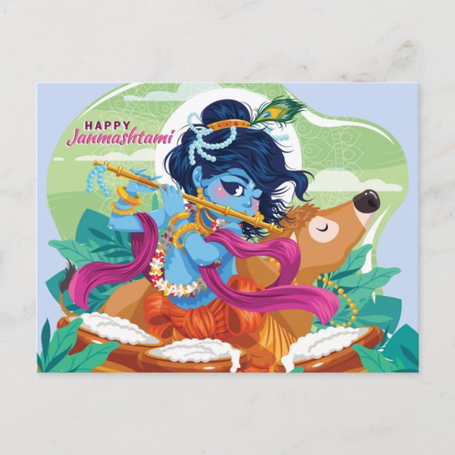 Lycklig Janmashtami Inbjudan Vykort (Framsida)