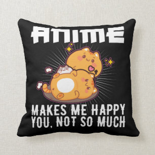 Lycklig japansk anime Älskare Otaku Cute Cats Kudde
