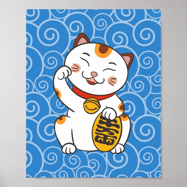 Lycklig Japansk Kallekatt | Maneki Neko Affisch (Framsidan)