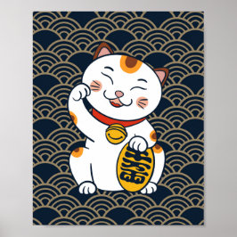 Lycklig Japansk Kallekatt | Maneki Neko Affisch