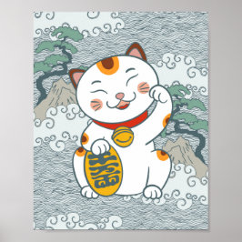 Lycklig Japansk Kallekatt | Maneki Neko Vänster Ta Poster