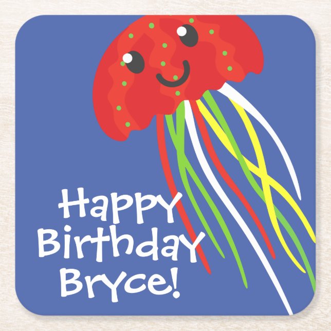 Lycklig Jellyfish Personlig Papper Underlägg (Framsidan)