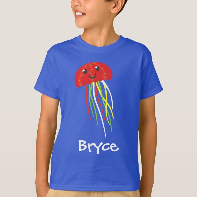 Lycklig Jellyfish Personlig T-shirt (Framsida)