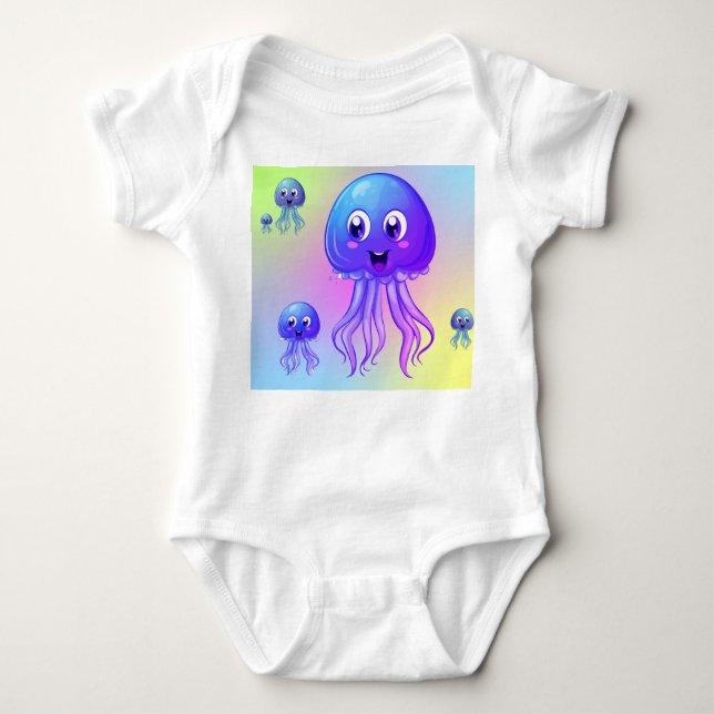 lycklig Jellyfish T Shirt (Framsida)