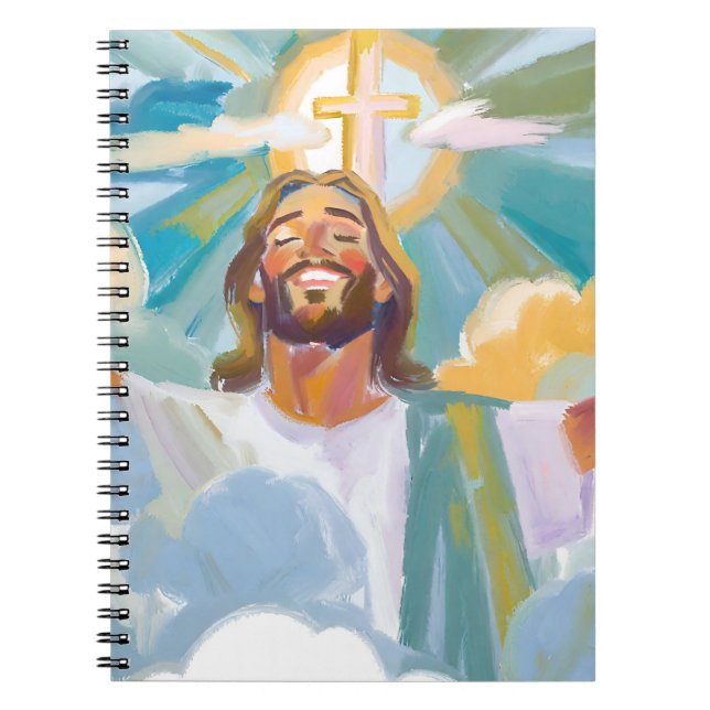 Lycklig Jesus med Glowing Kor Journal Anteckningsbok (Framsidan)