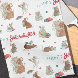 Lycklig Jolabokaflod Mouse Family Helgdag Kökshandduk