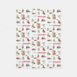 Lycklig Jolabokaflod Mouse Family Mysigt Helgdag Fleecefilt