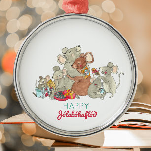 Lycklig Jolabokaflod Mouse-julkeramik Julgransprydnad Metall