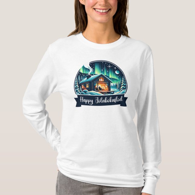 Lycklig Jolabokaflod T Shirt (Framsida)