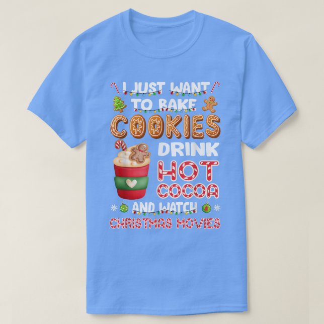 Lycklig Jolly Bake Cookies Hett Cocoa God jul T Shirt (Design framsida)