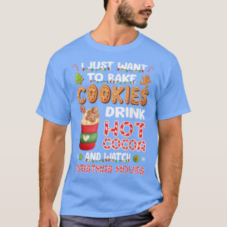 Lycklig Jolly Bake Cookies Hett Cocoa God jul T Shirt
