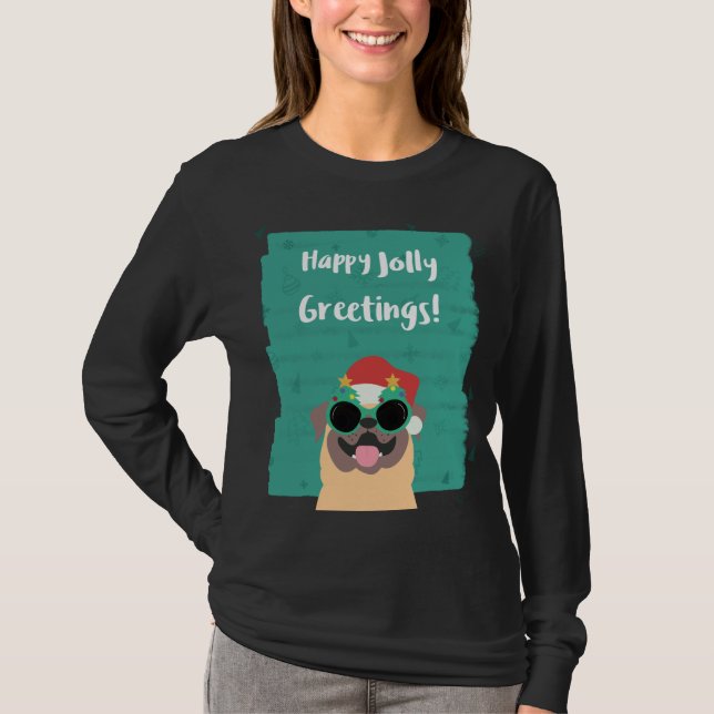 Lycklig Jolly Hälsning jul T-Shirt (Framsida)