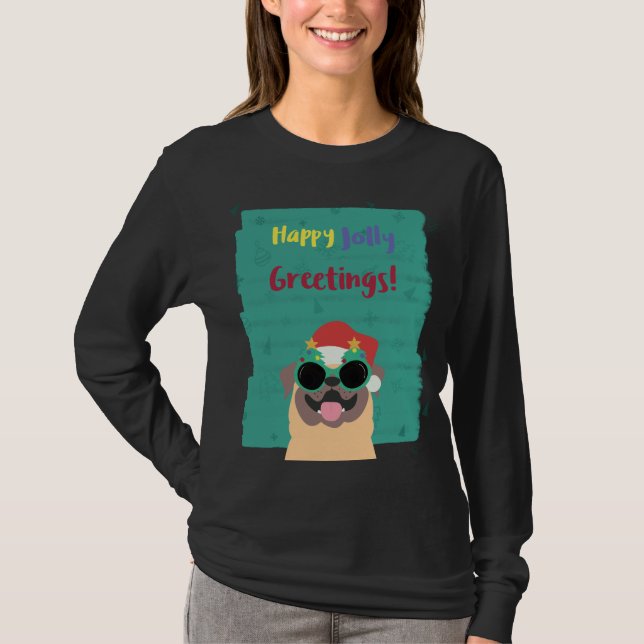 Lycklig Jolly Hälsning jul T-Shirt (Framsida)