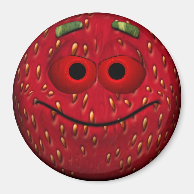 Lycklig-jordgubbsekulon Emoticon Magnet (Framsidan)