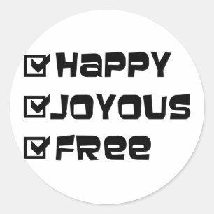 Lycklig Joyous Free Runt Klistermärke