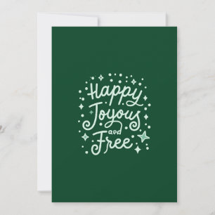 Lycklig, joyous, Free, Thankful, Jul Julkort