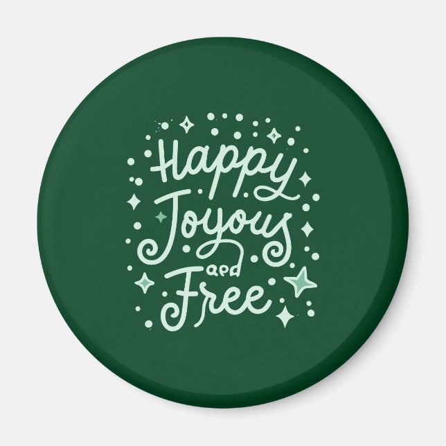 Lycklig, joyous, Free, Thankful, Jul Magnet (Framsidan)