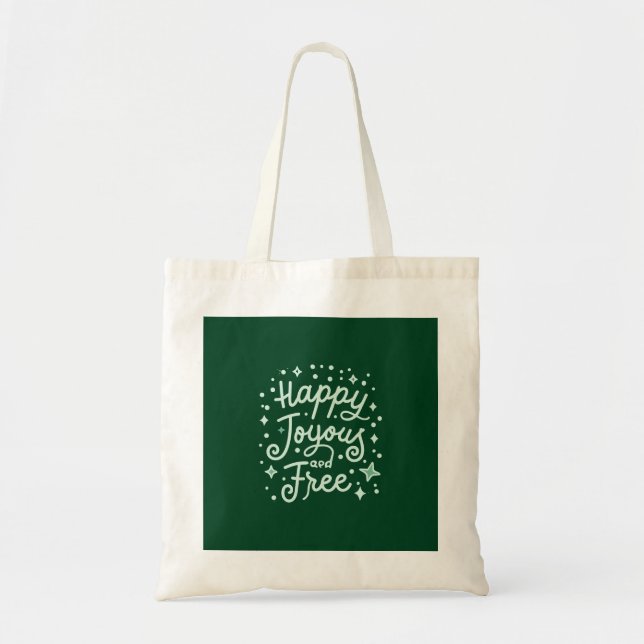 Lycklig, joyous, Free, Thankful, Jul Tygkasse (Framsidan)