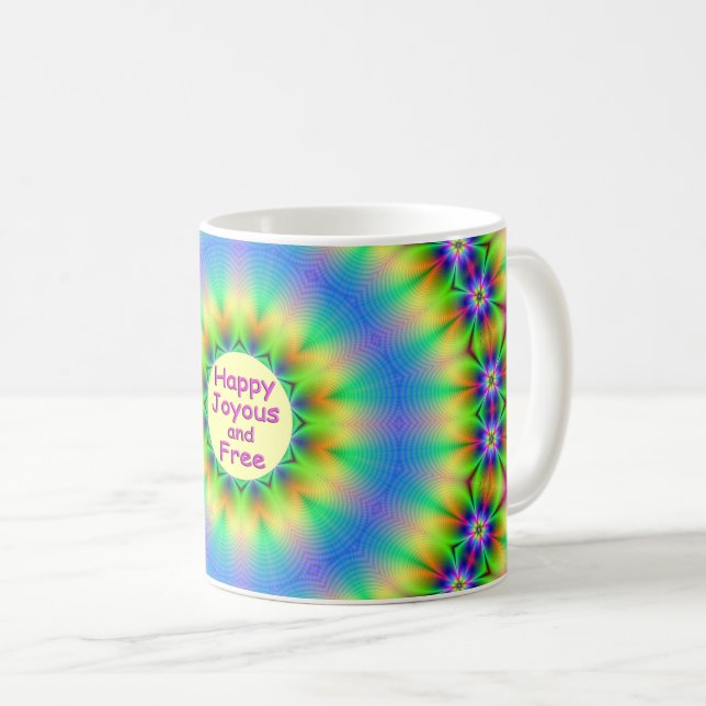 Lycklig,Joyous och Free Mandala Kaffemugg (Framsida höger)